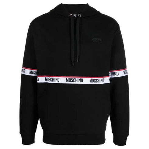 Moschino Branded Taped Chest Black Hoodie A1783 4409 0555